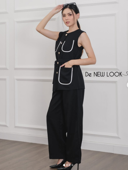 Linen Two Piece With Belt Sleeveless Co-Ord Set